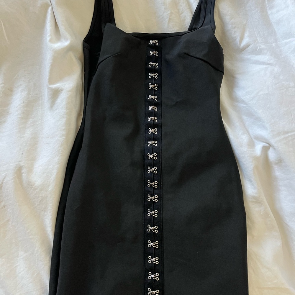 by the way. Black Mini Dress with Silver Detailing